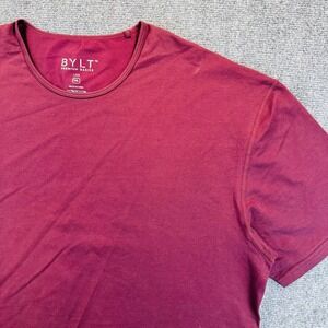 BYLT Drop Cut Crewneck Curved Hem Shirt Men's 2XL Maroon Performance Stretch